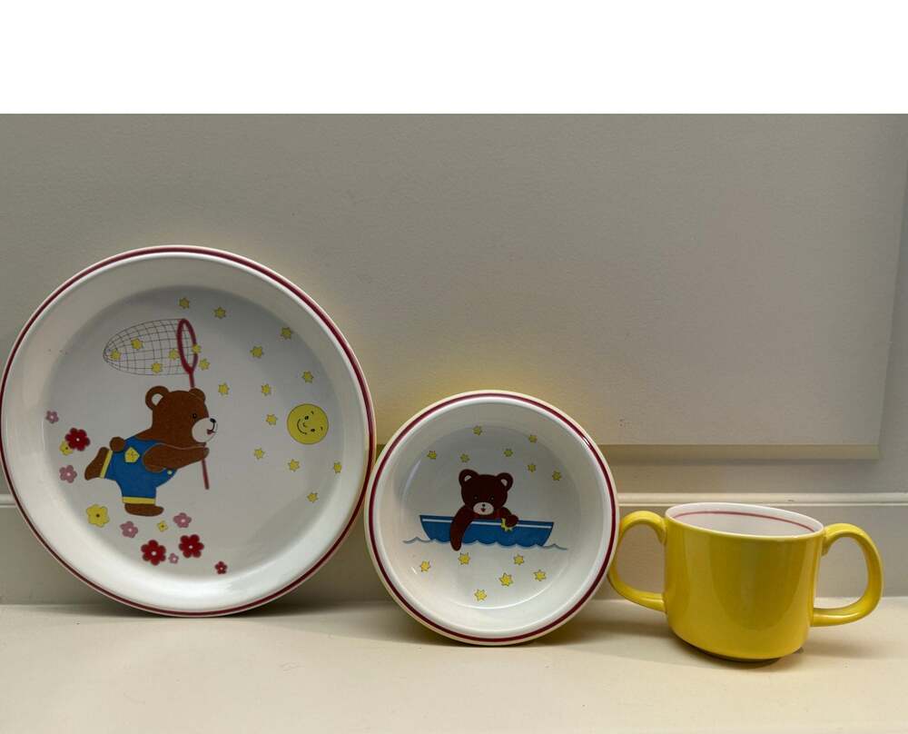 Mikasa "Catch A Star" 3-Piece Child's Dinnerware Set Bear Theme Vintage